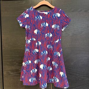 Buffalo Bills Dress Vibrant Blue and Red Kids Dress with White Patterns